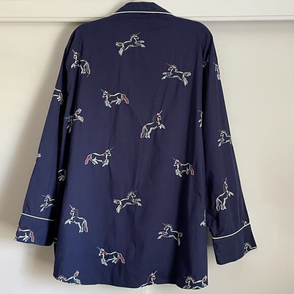 Printfresh Embroidered Unicorn Long Sleeve Pajama Sleep Top Plus Size 4X Blue - Picture 2 of 12